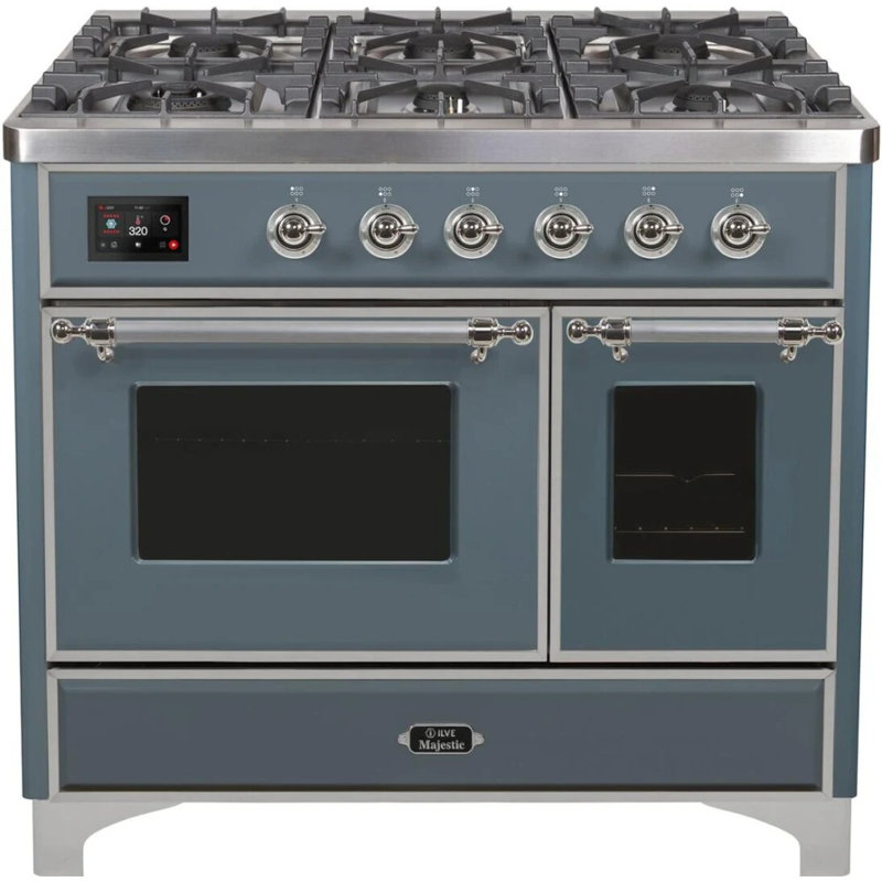 Majestic II 40" 3.82 cu. ft. Freestanding Dual Fuel Range with Griddle, Liquid Propane, Blue Gray/Chrome