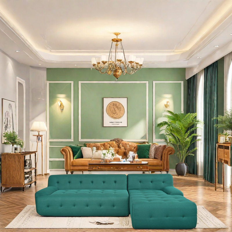 Canapé modulaire 2 pièces, siège très profond avec tissu quadrillé de haute qualité, design minimaliste moderne, rembourrage en mousse confortable, aucun assemblage requis, canapé convertible pour le salon