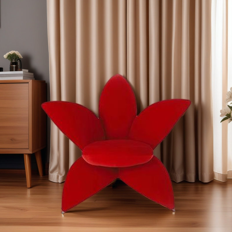 Chaise de luxe luxueuse en forme de fleur., Rouge