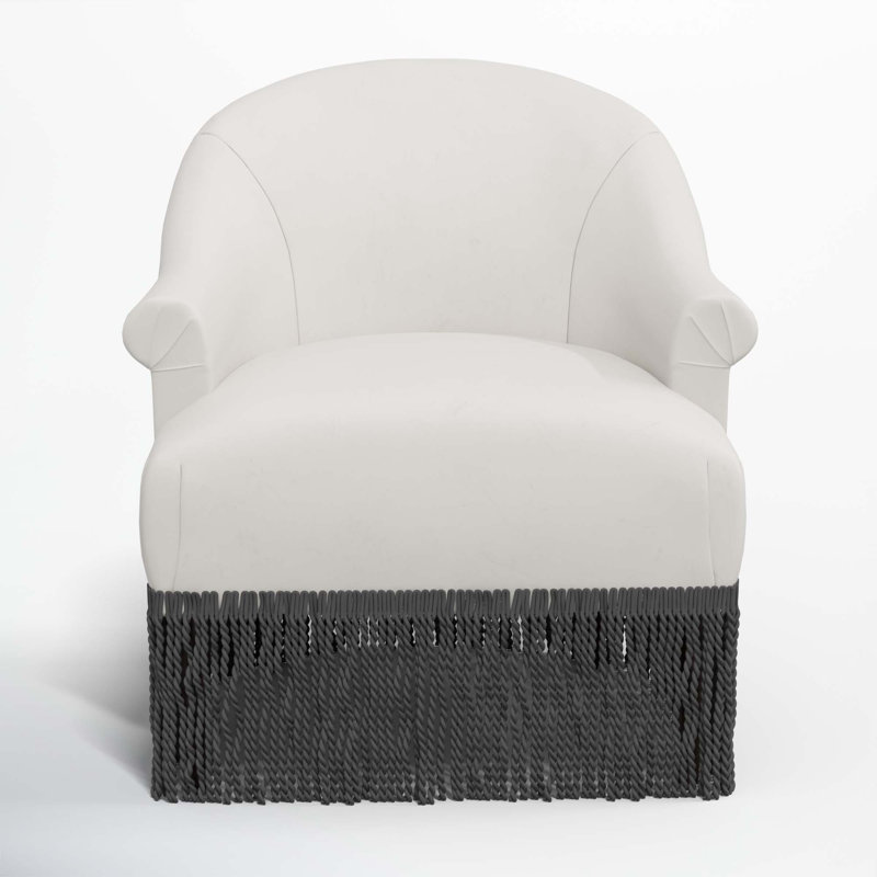 Callie Upholstered Wingback Chair, Black, Bella Light Gray Performance Velvet