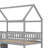 Twin Over Twin House Bunk Bed With Shelves And Drawers-1829256753