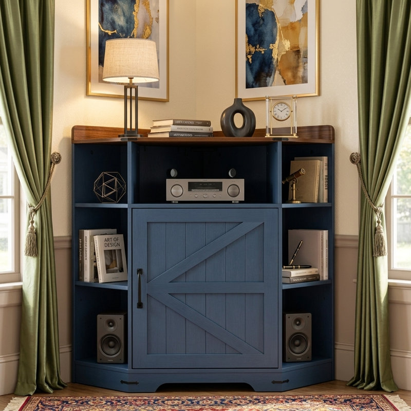 Armoire d'angle avec station de charge, Blue+Brown