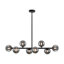 Lustre moderne moderne 8 lumières Sputnik avec abat-jour en verre gris, à intensité variable pour la salle à manger