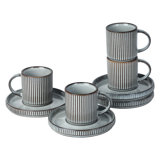 Stoneware 3oz Espresso Cup & Saucer Set (Set of 4)