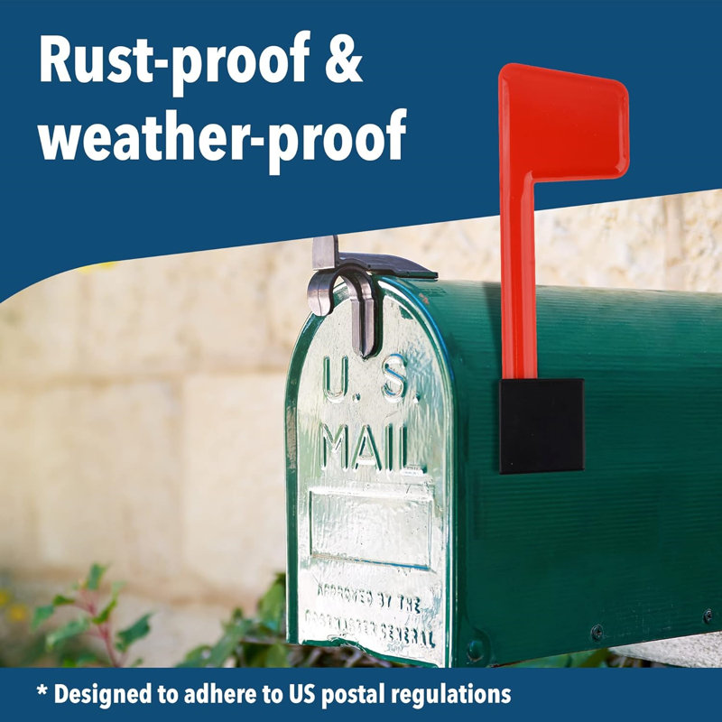 2 Pack Red Mailbox Flag Replacement Kit,Rust-Proof Metal And Peel Stick Universal Mailbox Flag For Outgoing Mail For Outgoing Mail,Red,9.29 X 4.17 X 0.83 Inches