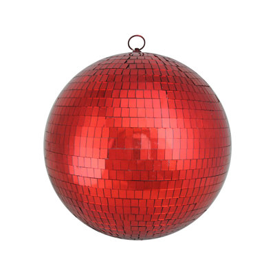 Mirrored Disco Red Glass Christmas Ball Ornament 12" (300mm)