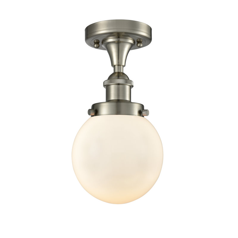 Chippewa Glass Semi Flush Mount, Matte White, No Bulb Included, Brushed Satin Nickel