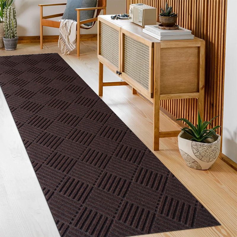 Washable Runner Rug with Non-Slip Backing, Polyester Carpet for Hallway & Entryway, Runner 3' x 8'