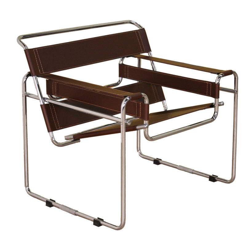 Fauteuil de 30,75 po de large Aaisha, Similicuir brun