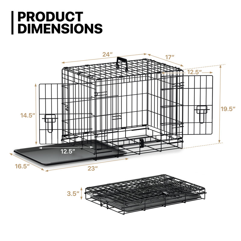Cage pliante en métal pour chien, Petit (H 19,5 po x l 24 po x P 17 po)