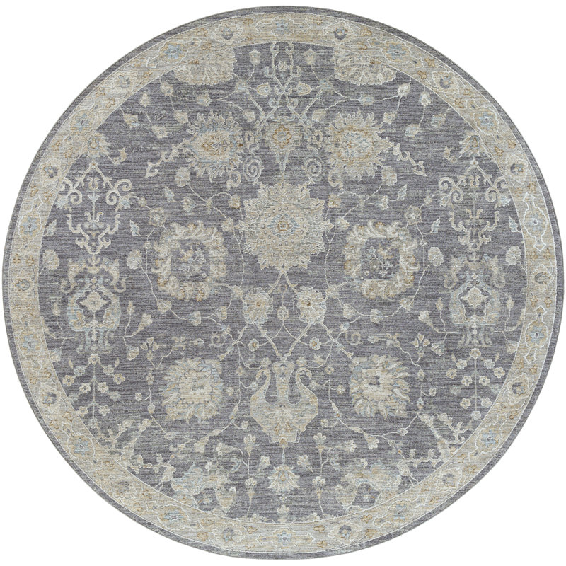Tapis gris / bleu Garlef, Rond 8 pi