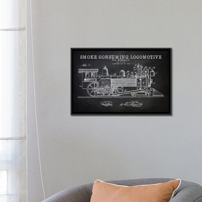 Patent Print Store " Smoke Consuming Locomotive, 1894, Black " by PatentPrintStore