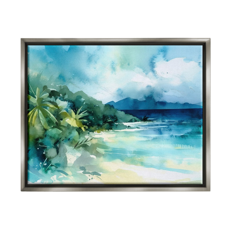 " Abstract Tropical Landscape " by Andrea Haase, Lustre Grey Floater Frame, 17" H x 21" W x 1.7" D