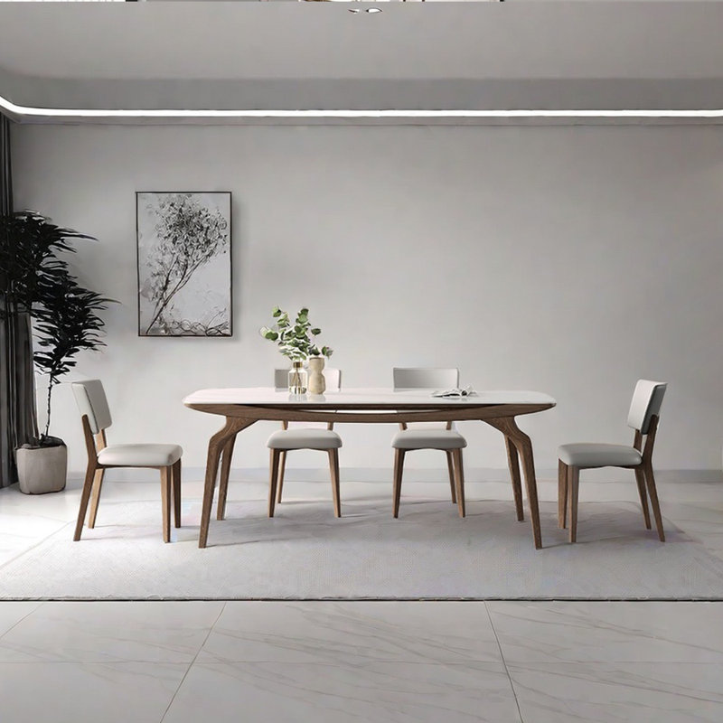 Italian style simple modern dining table sets., 29.53"H x 78.74"L x 35.43"W