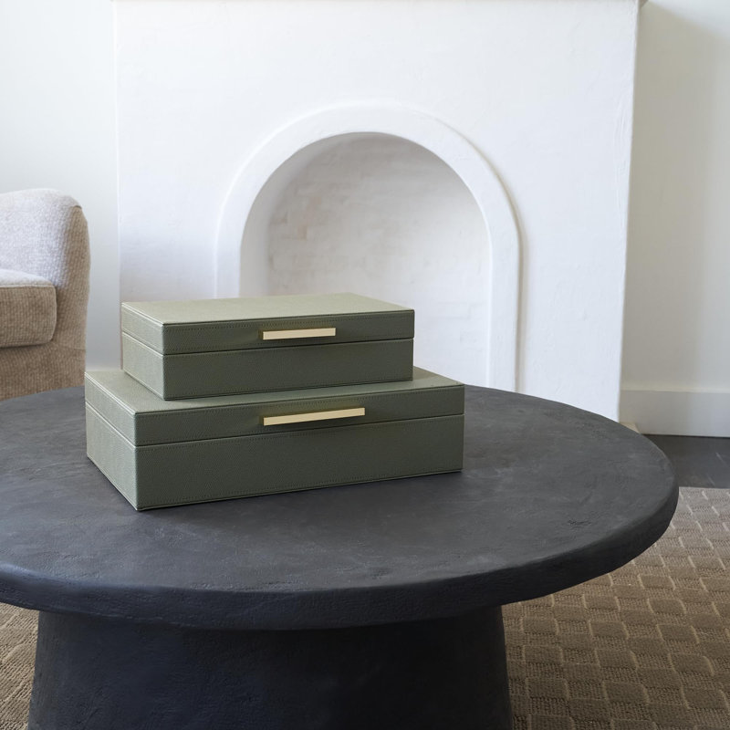 Ensemble de deux boîtes de rangement décoratives vert sauge