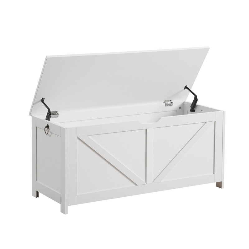 Storage Chest,Storage Bench,Retro Toy Box Organizer ,Entryway Storage Bench With 2 Hinges,Easy Assembly, White