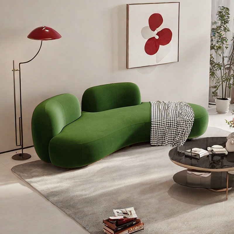 Chaise longue ergonomique avec tissu en flanelle, Orienté à gauche (vu de face), Vert