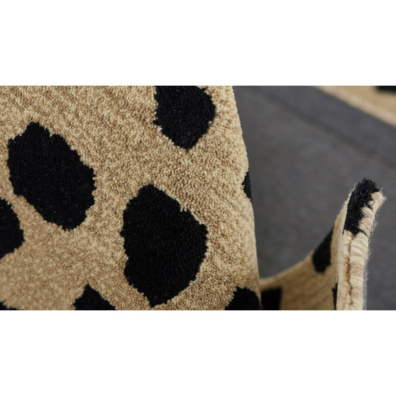 Hand-Tufted Black and Beige Wool Rectangular Rug 7'9" x 9'9"