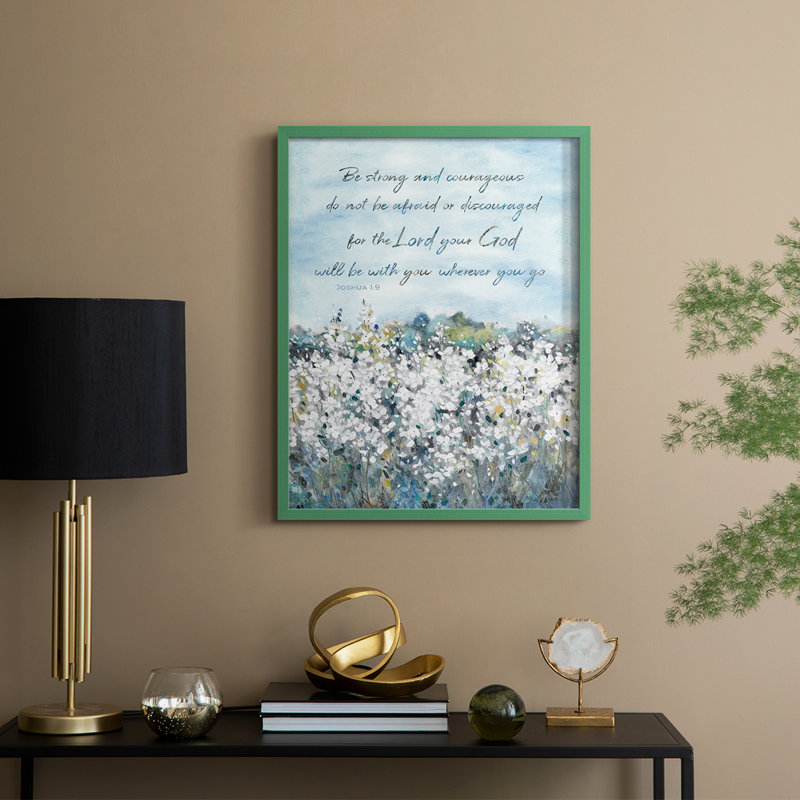 «Be Strong Flower Field», reproduction encadrée - bois massif, Vert, H 15 po x l 12 po