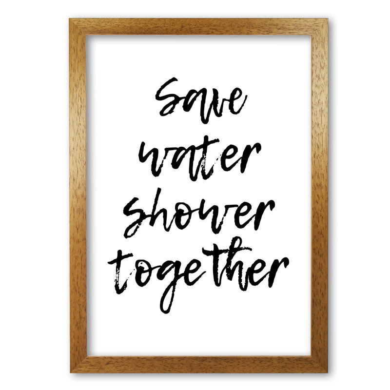 Shower Together - Print, Honey Oak Frame, 42 cm H x 30 cm W x 5 cm D