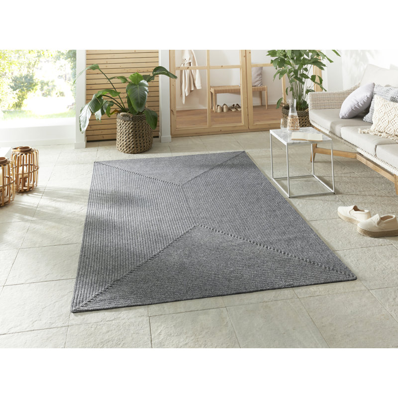 Trenzado Light Gray Indoor / Outdoor Rug, Rectangular 80 x 150cm
