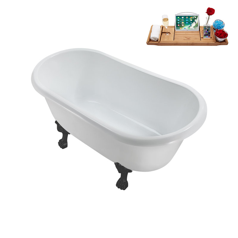 57.5'' x 29.5'' Soaking Acrylic Bathtub, Brushed Gold, Brushed GunMetal