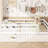 White Pine Full Size Floor Bed With Fence, Multi - Function, Easy To Assemble And Comfort Wood In White, Fence For , Quick Assembly-1936502783-1936502776