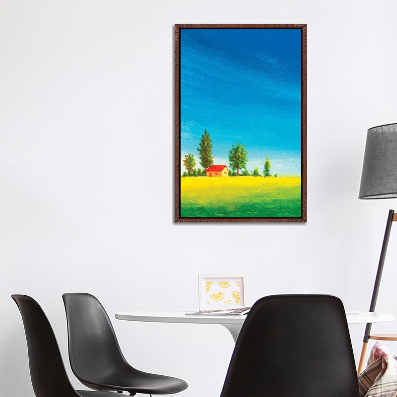 Beautiful House On Green Meadow by Valery Rybakow - Painting on Canvas, 101.6cm H x 66.04cm W x 3.81cm D