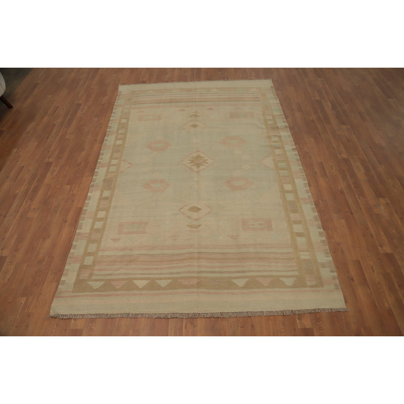 Tapis kilim chic 6 x 9 po à motif géométrique neutre