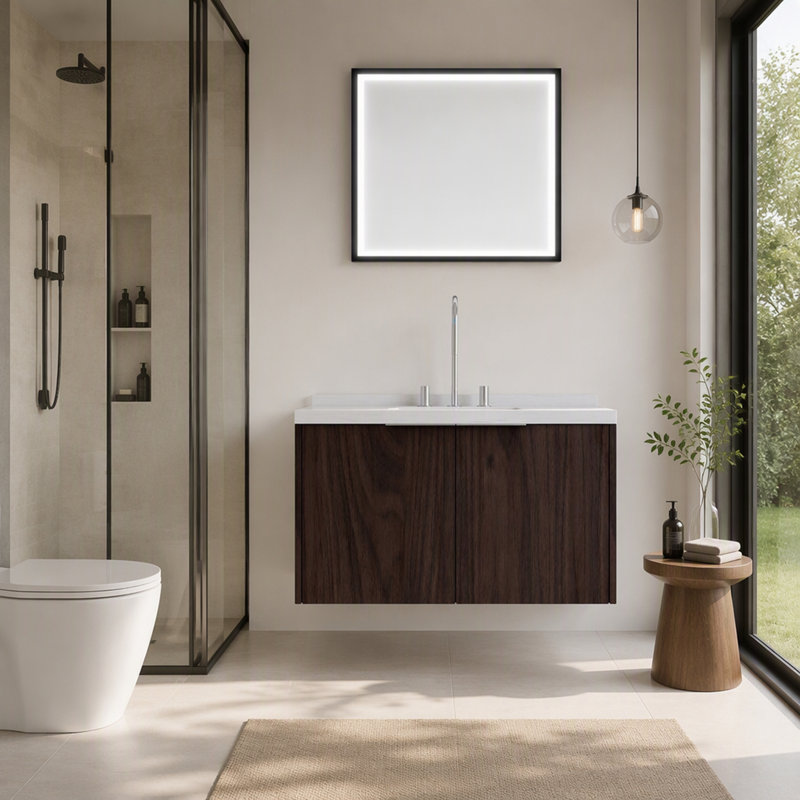 Freestanding Standard With Stone Top, Chêne clair, 30" W