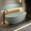 Baignoire de trempage autoportante de 55 pi de surface solide turquoise, avec courbe ergonomique, lisse au toucher, non perméable, baignoire à bonne isolation, trop-plein et bonde escamotable, spacieuse pour une personne, pour les taches,