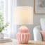 Lampe de table en céramique striée 18,5 po avec abat-jour tambour-1664796064