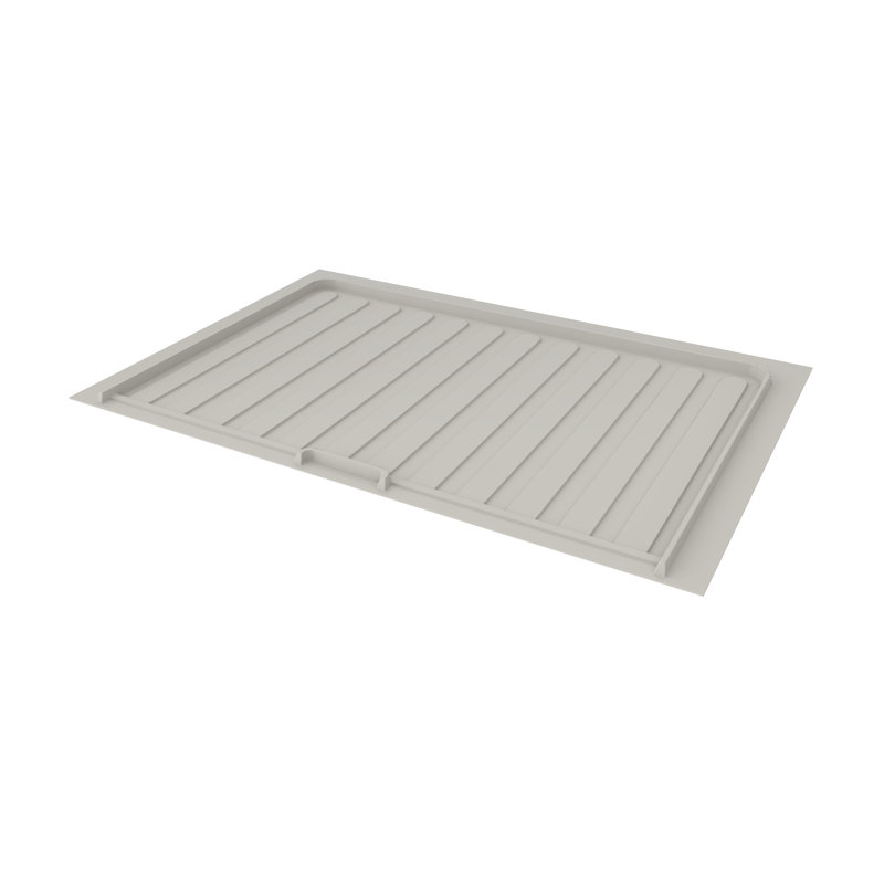 Plateau d'égouttement gris flexible en polymère pour armoires d'évier de 33 à 36 po, H 0,75 po x l 34,5 po x P 23,25 po