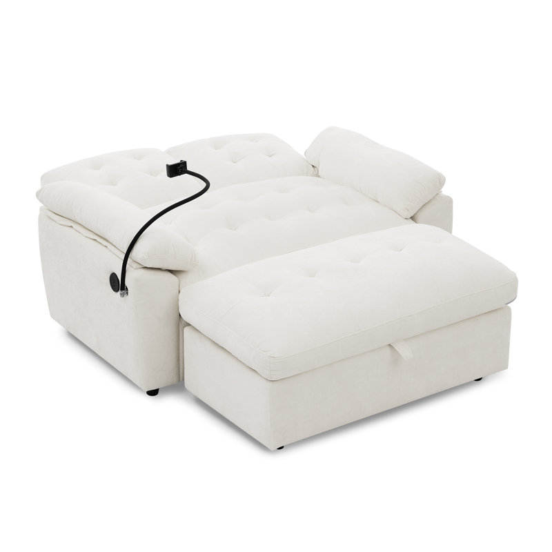 Canapé inclinable moderne avec repose-pieds double beige