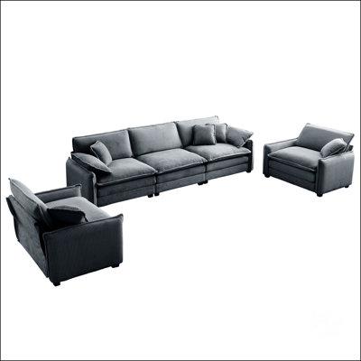 Sofa Set With Soft Cushions And Pillows