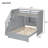 Twin Over Full Bunk Bed With Storage Stairs, Wardrobe,USB And Ligh,Gray-1228387341