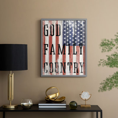God Family Country Flag Framed Print - Solid Wood