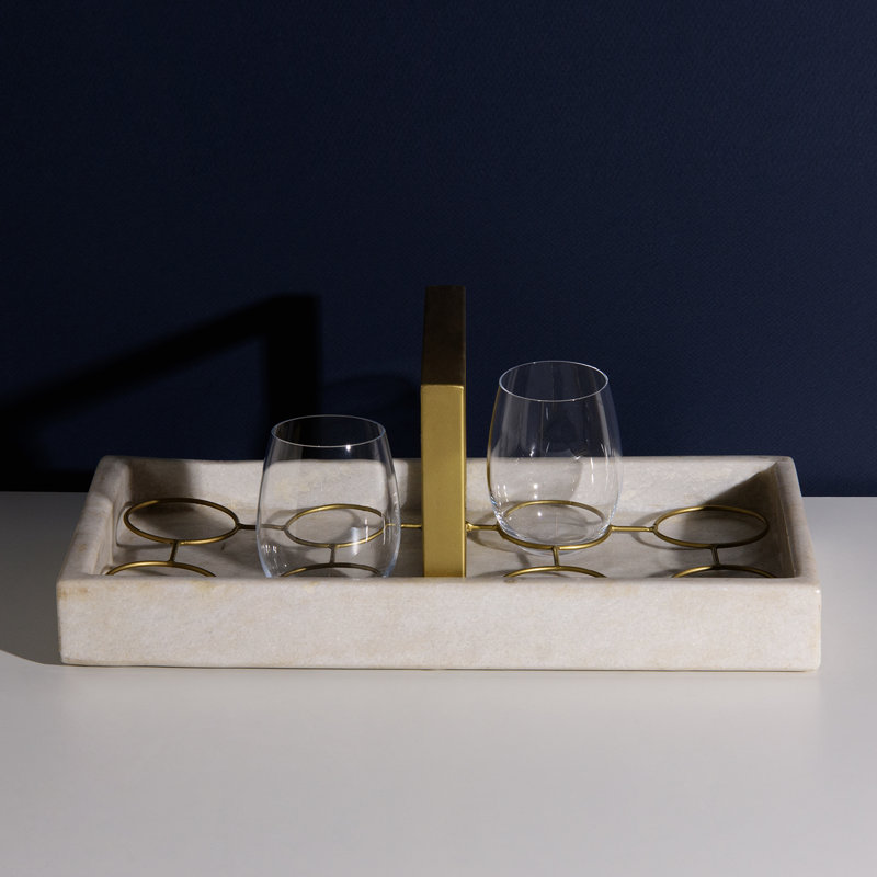 Plateau de service en marbre Derryberry, Blanc
