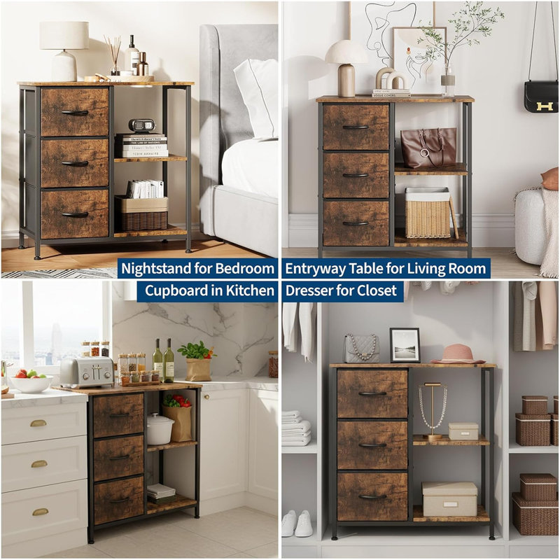 69.9cm Wide 3 -Drawer Steel File Cabinet, Brown