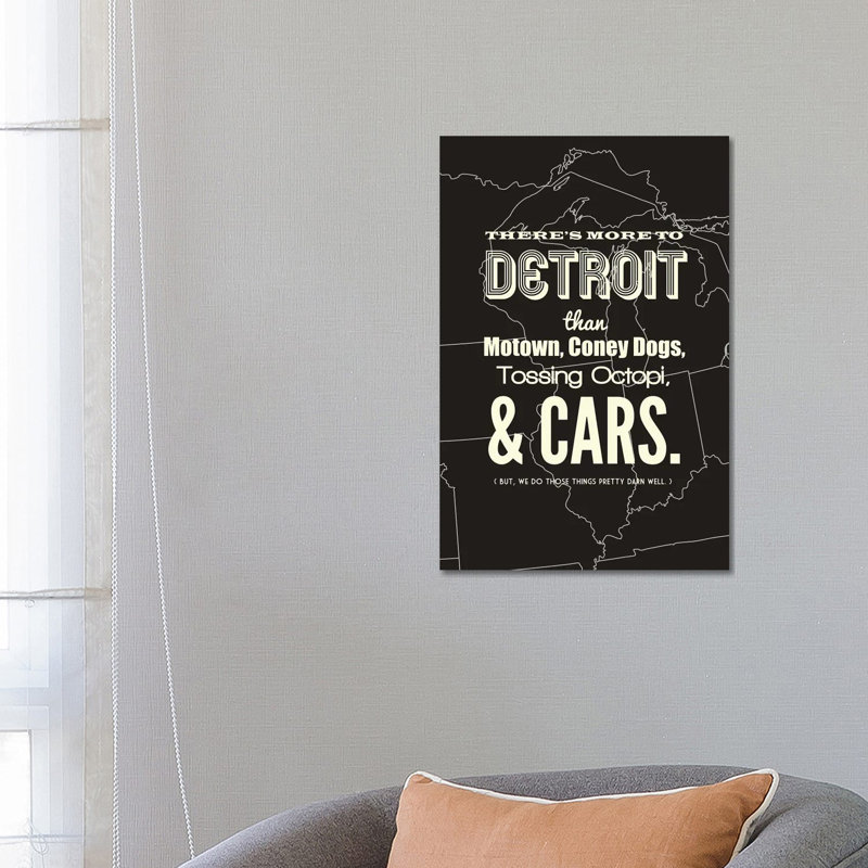 «It's More to Detroit - Dark», reproduction d'art textuel sur toile tendue, H 12 po x l 8 po x P 0,75 po