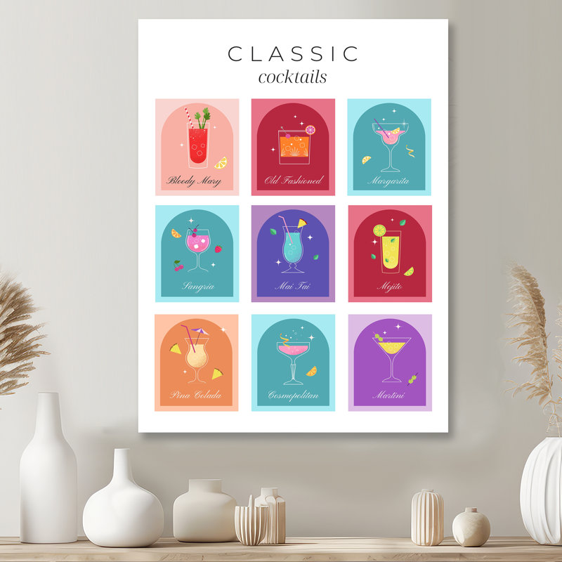 Art mural classique - Cocktail classique, Sans cadre, H 32 po x l 16 po