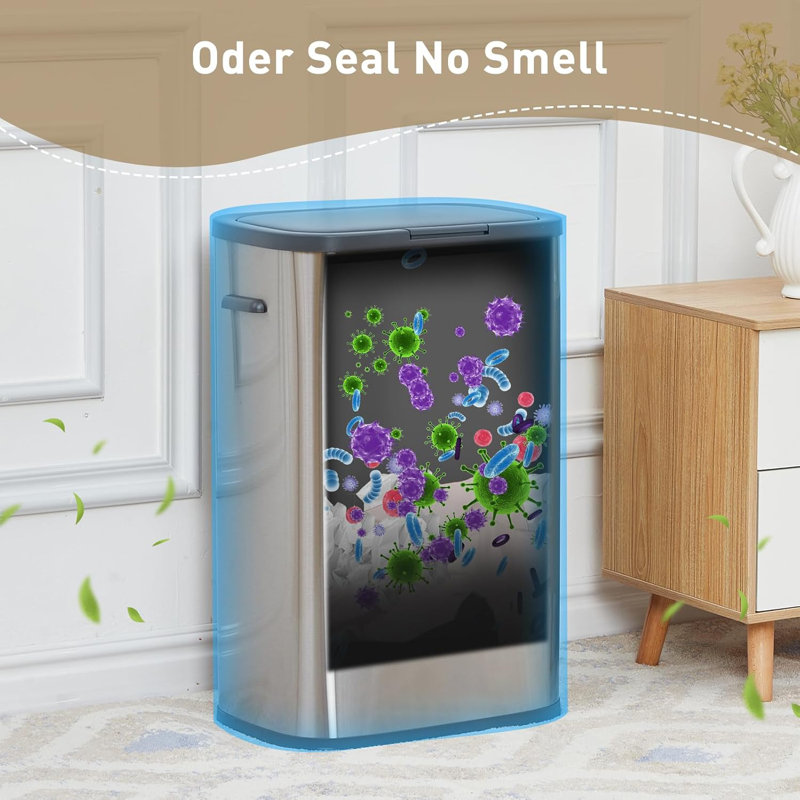 Kitchen Trash Can, 55L/14.5 Gallon Rectangular Trash Can With Pop-Up Lid