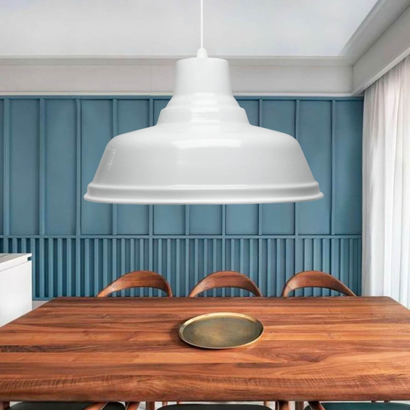 Lustre élégant en métal blanc, 12,2 po de diamètre, 47,2 po de hauteur | 1 x culot E27 de 40 W maximum | Design moderne pour le salon, la salle à manger et le vestibule | Luminaire élégant pour la décoration intérieure