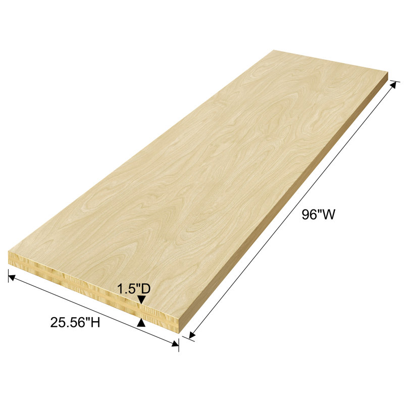 Plateau de table rectangulaire en bois massif 25,5 po, H 1,5 po x l 96 po x P 25 po