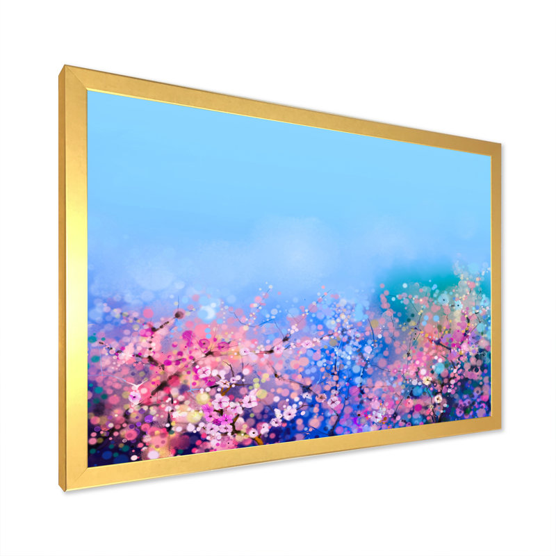 Cherry Blossoms - Print on Canvas, Gold Picture Framed, 30" H x 40" W x 1.5" D