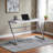 Aric White Finish Computer Desk with Z-Shaped Silver Metal Legs, 29.78" H X 47.76" W X 21.84" D