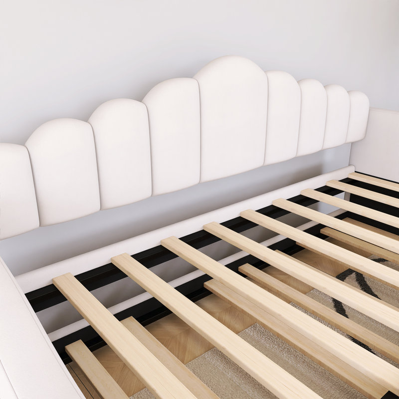 Twin Size Upholstered Daybed With Trundle ,Velvet Sofabed With USB Charging Ports, Beige