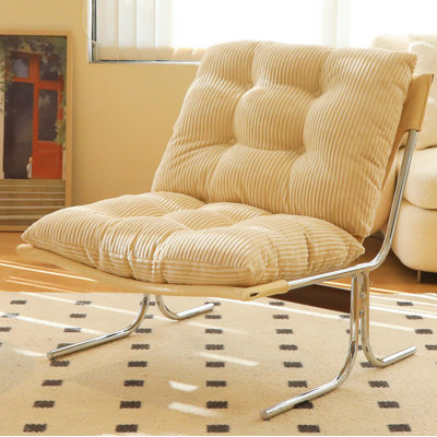 Chaise d'appoint moderne, chaise de salon confortable avec structure en métal chromé, chaises de canapé rembourrées à coussin souple pour le bureau personnel, la chambre à coucher et la salle à manger