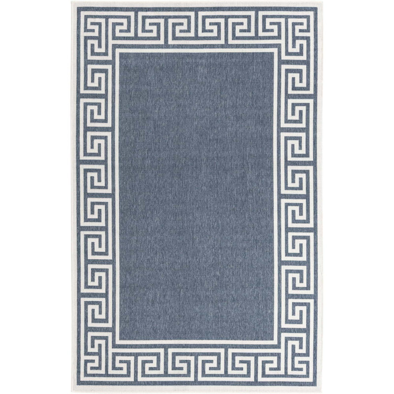 Tapis bleu marine intérieur / extérieur Amiri, Rectangle 5 pi 3 po x 8 pi