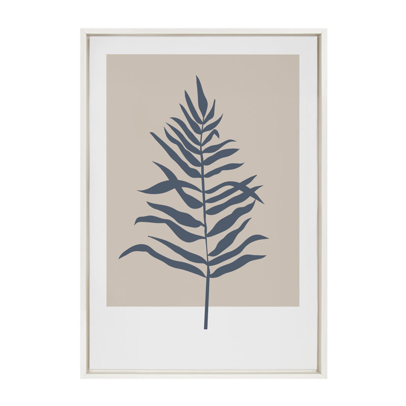 Reproduction d'art sur toile encadrée Mute Tan and Blue Colorblock Botanical Fern par The Creative Bunch Studio, Blanc